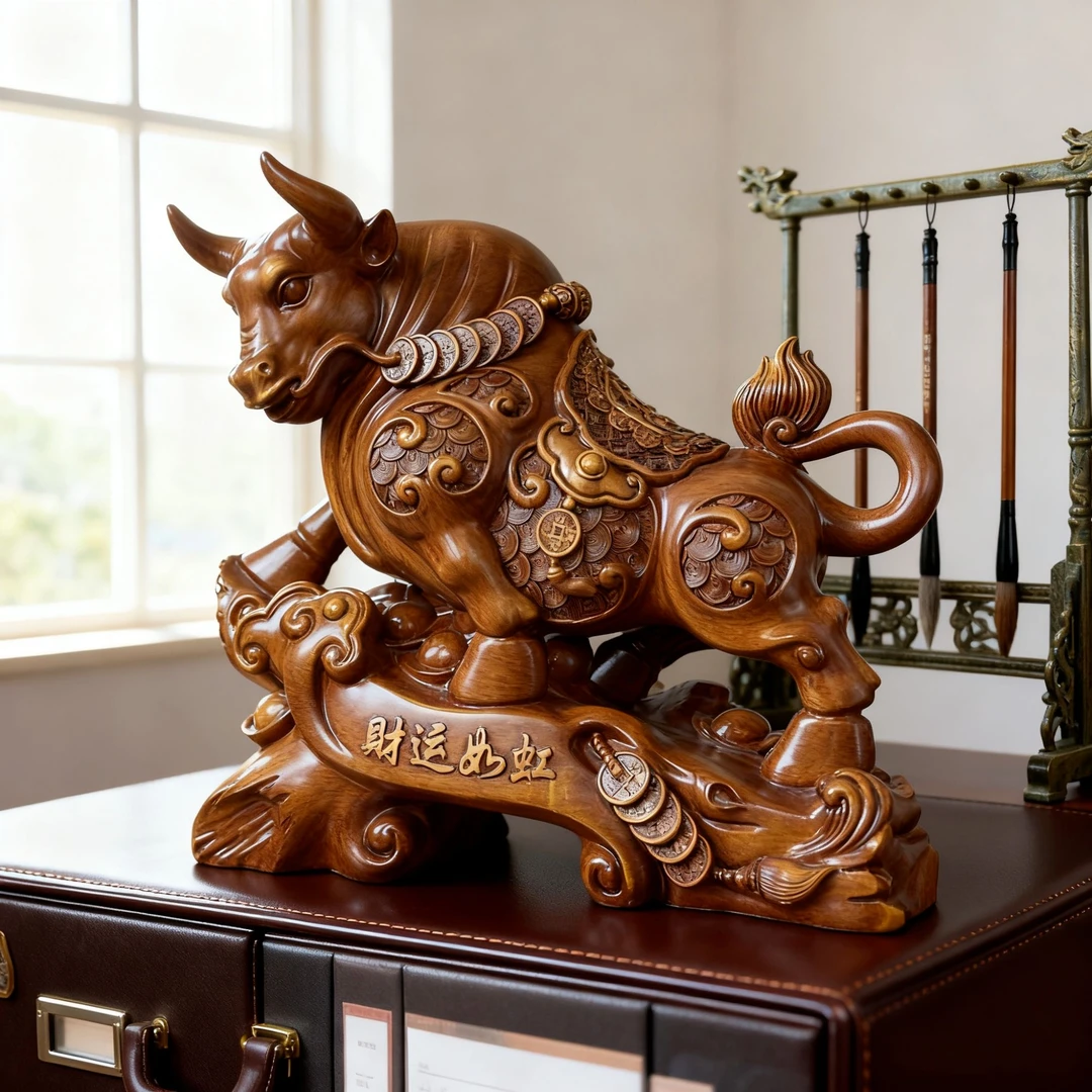 【财运如虹】新中式家居麒麟大号玄关高档书房前台摆件创意-FM457