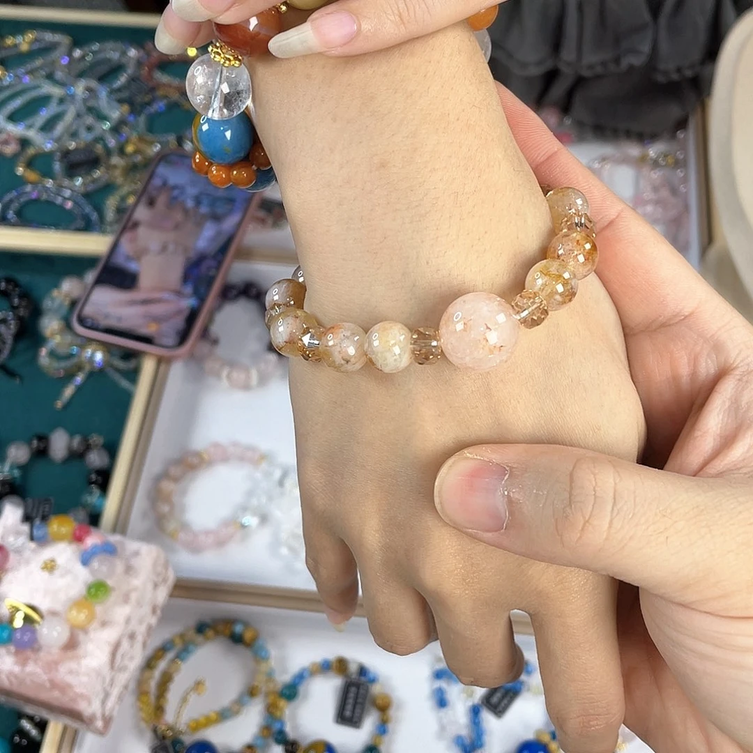 水晶手链银S925镀金镶嵌