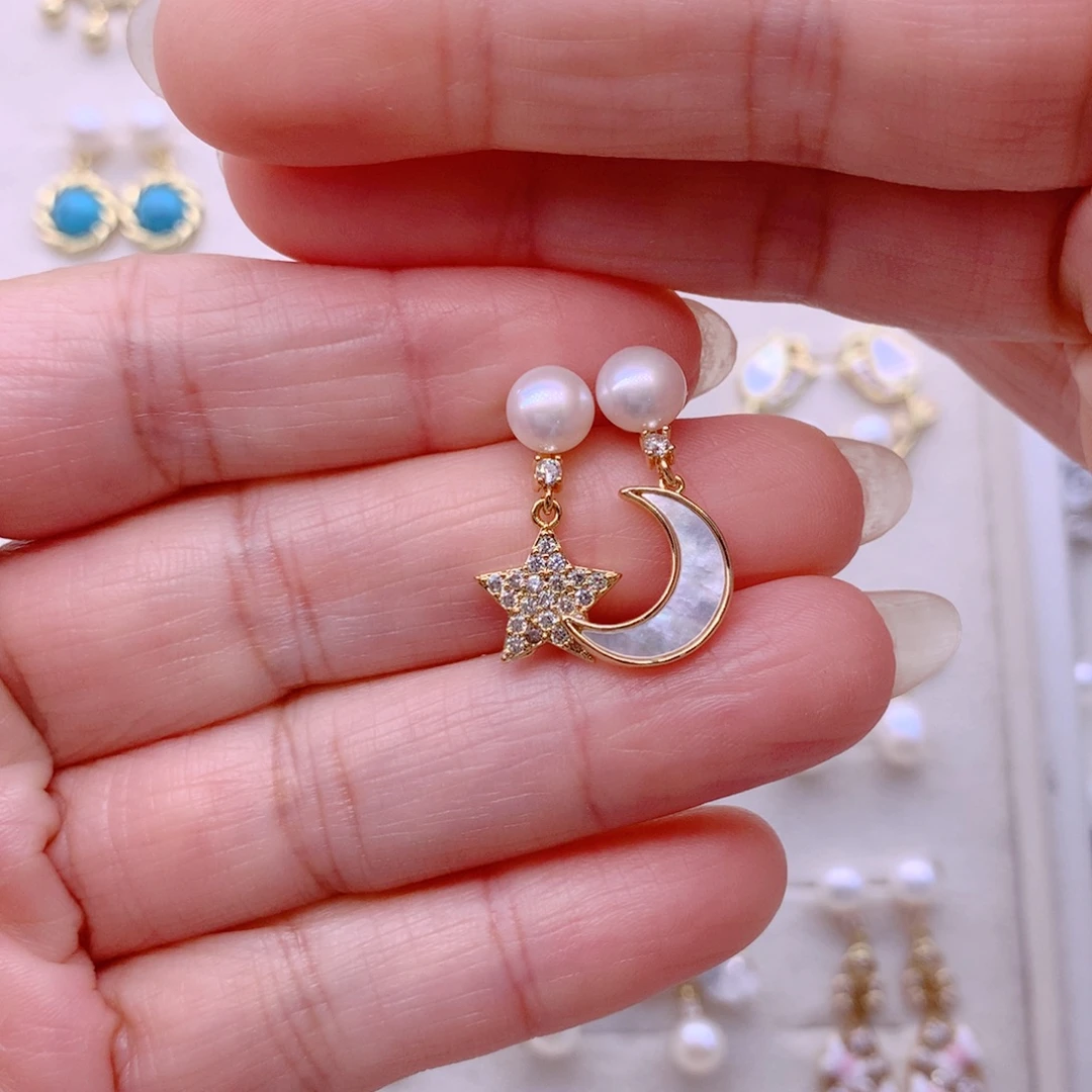 合金淡水珍珠耳饰