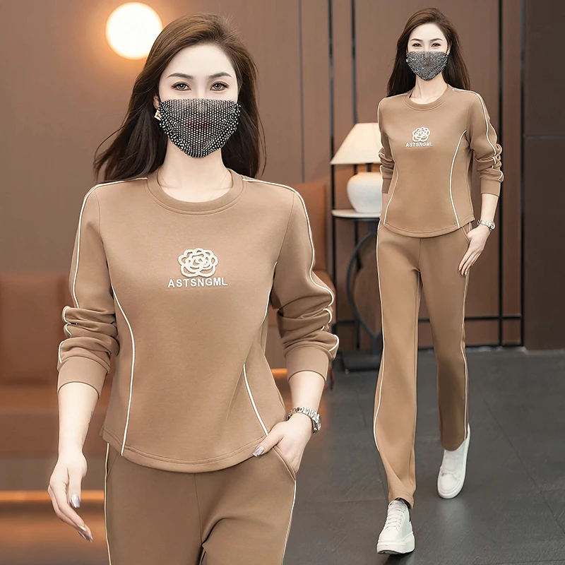 运动服套装女春秋2025年新款宽松洋气减龄时尚休闲跑步两件套套装