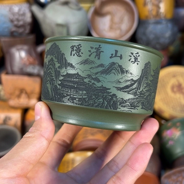 紫砂茶杯宜兴人紫杯