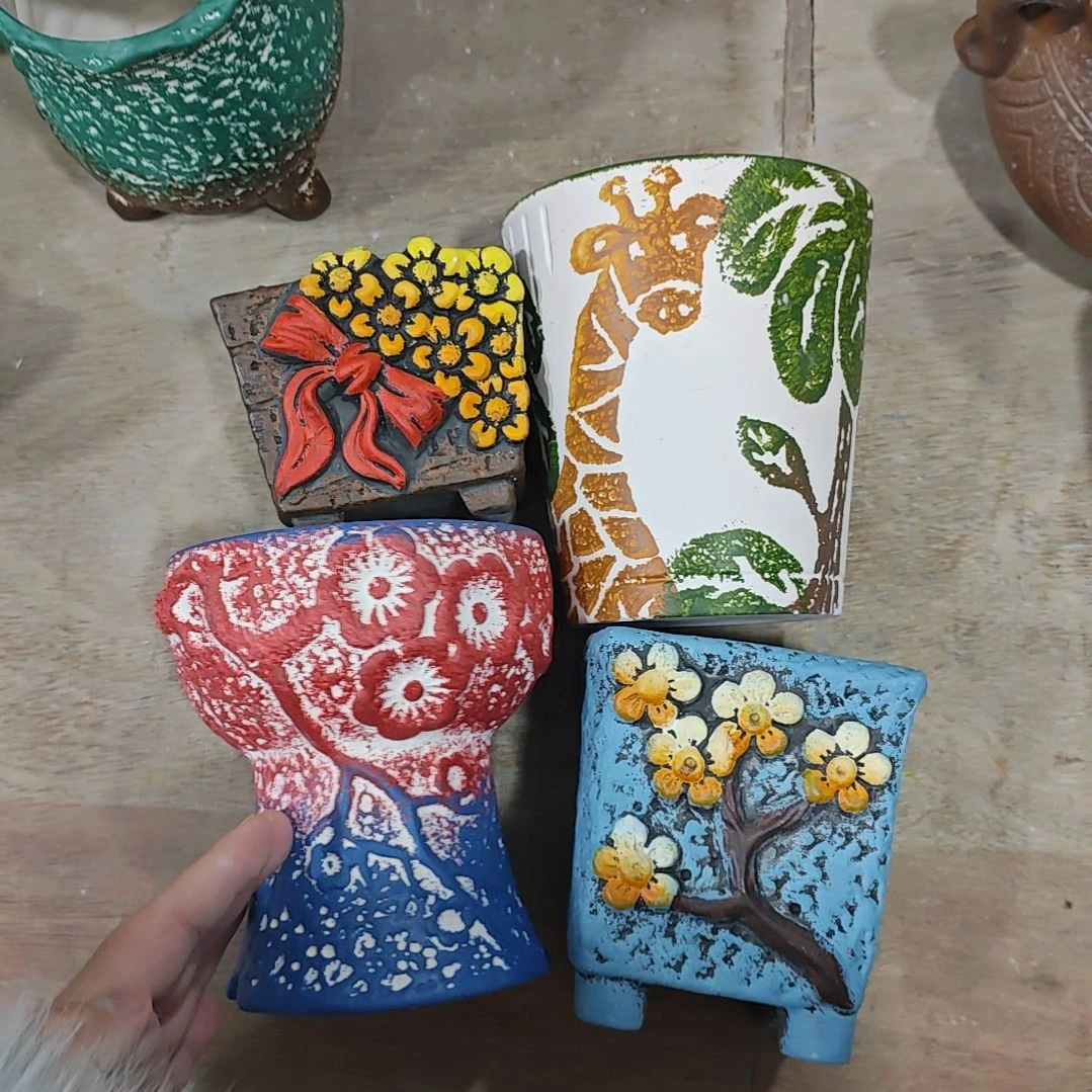 红陶吸水透气的白陶花盆凑满12发货