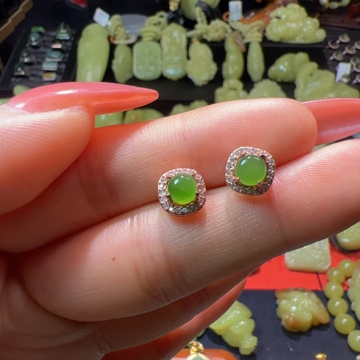 和田玉（碧玉）颈饰银S925镶嵌