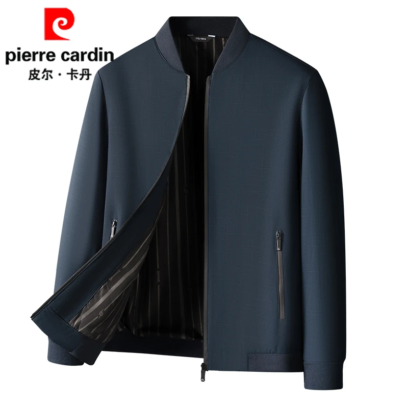 皮尔卡丹男士棒球领春秋季休闲男百搭外套中年商务夹克