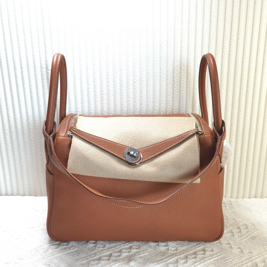99新 Hermes/爱马仕 Hermes爱马仕lindy30金棕银扣单肩女士二奢包
