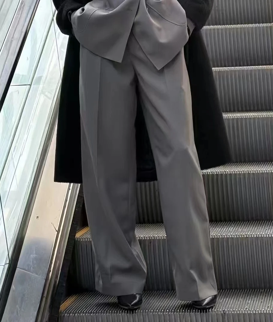 易缔媤/D13440西装裤休闲裤直筒阔腿宽松时尚气质垂感