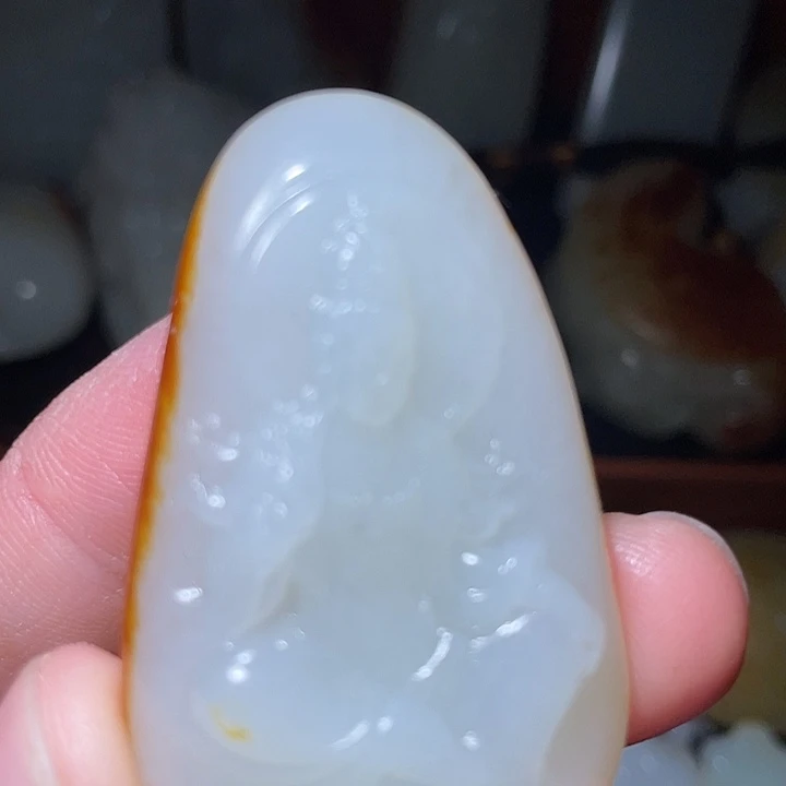 海***色和田玉（白玉）未镶嵌车挂