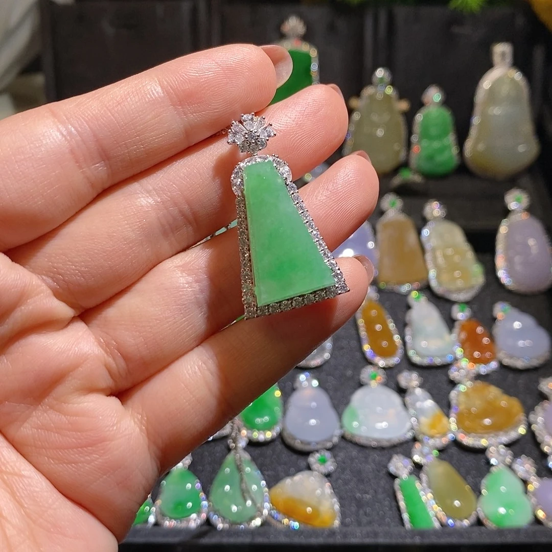 颈饰银S925镶嵌翡翠天然翡翠