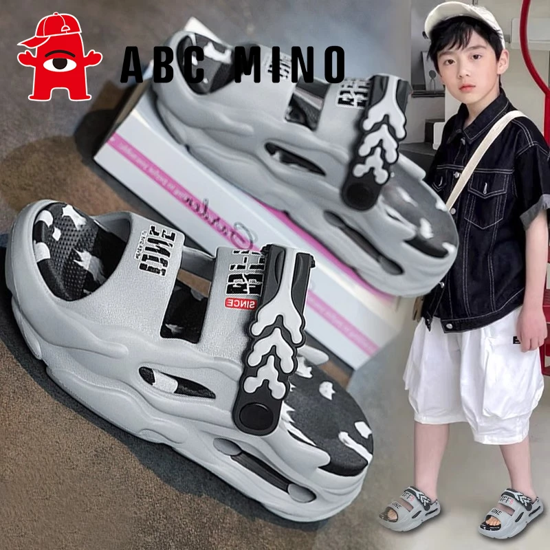 ABC MINO男童拖鞋夏季外穿防滑凉拖2025新款儿童踩屎感沙滩鞋男孩