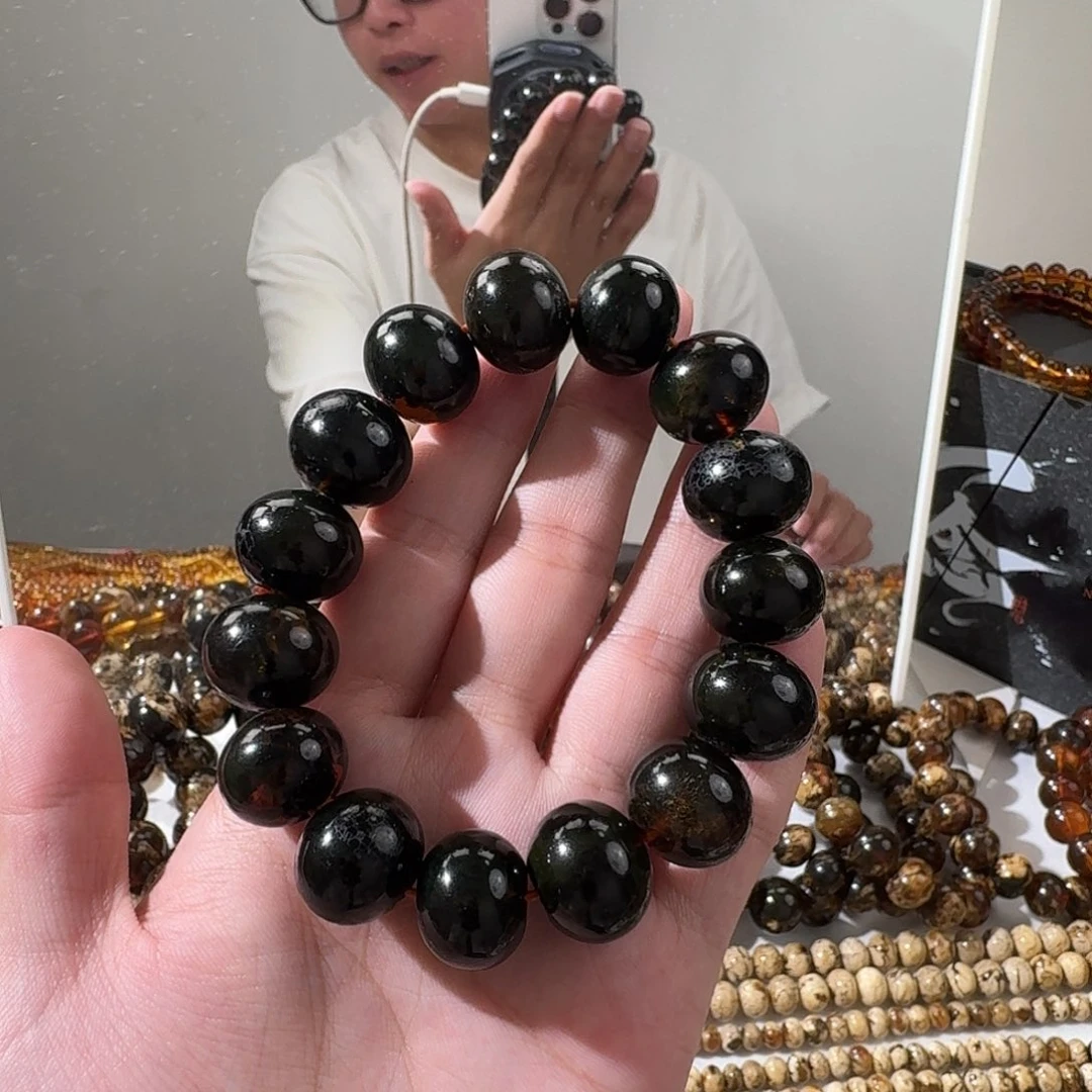 九***手裸石琥珀未镶嵌抚顺琥珀16mm