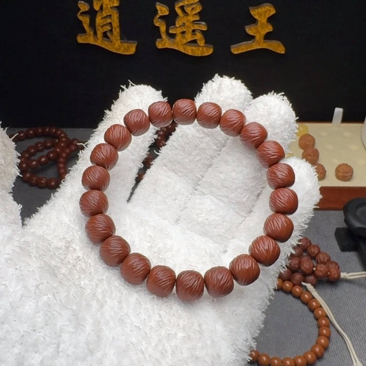 小***宇猴头核桃手串云锦红