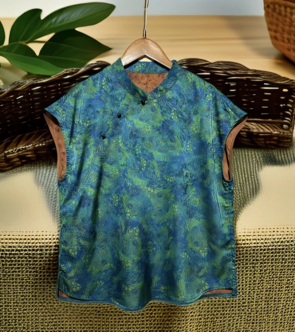 2025新款高端优雅一百香云沙暗纹提花小飞袖上衣小衫15201