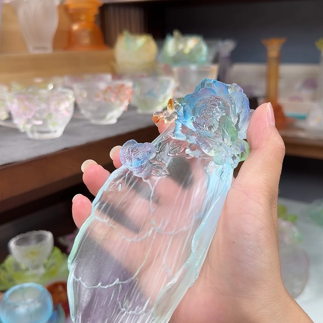 美***滋琉璃心缘堂琉璃蝶恋花牡丹茶则