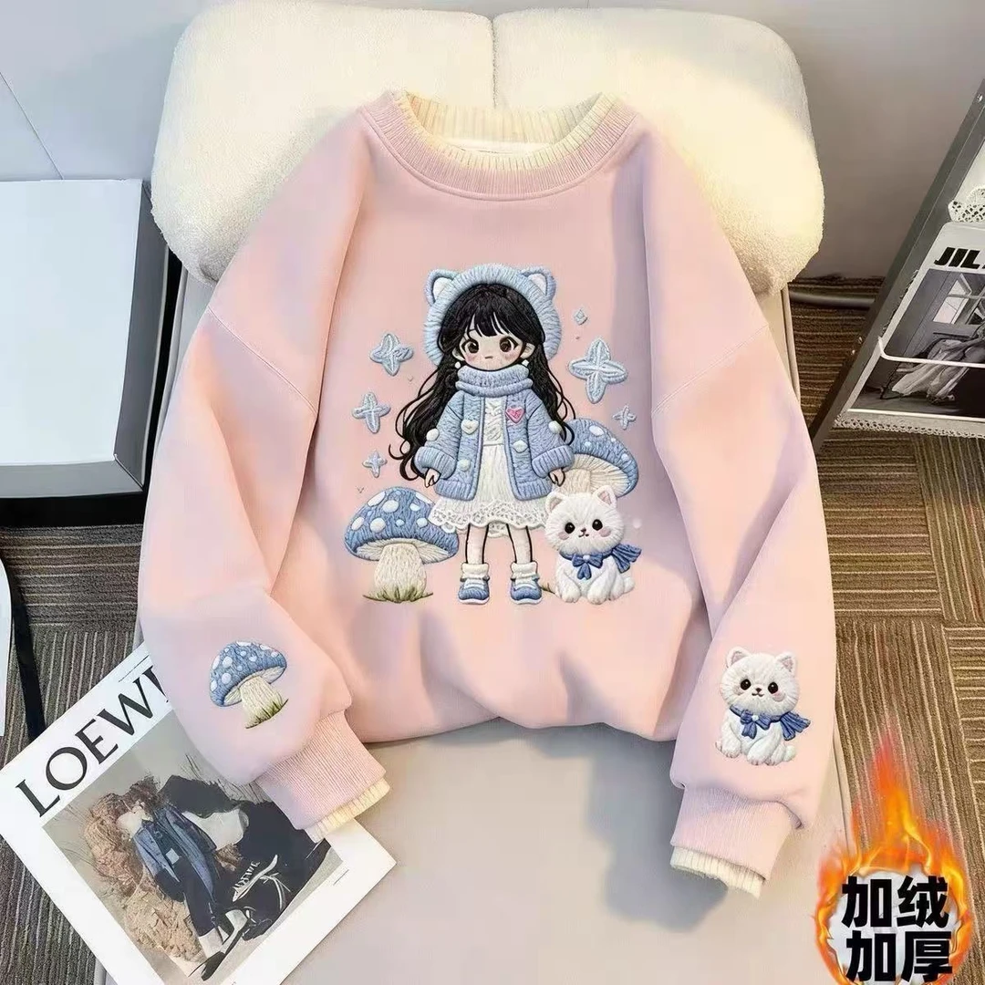 【加绒加厚】女童洋气加绒加厚卫衣2025新款中小大童上衣冬季韩版