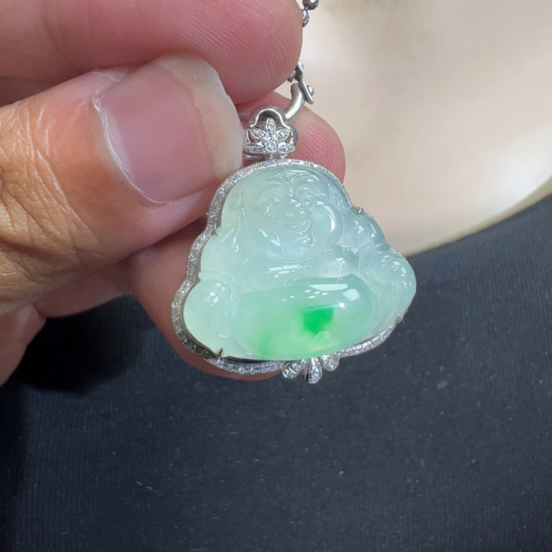 翡翠18K金镶嵌吊坠(不含链)