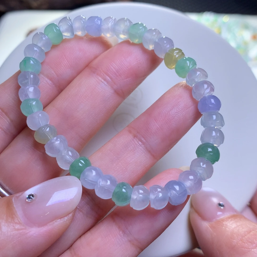 未镶嵌手链翡翠翡翠高冰马卡隆莲蓬