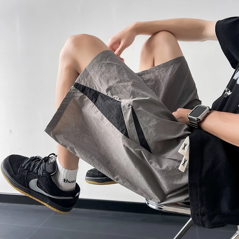 俞兆林2025夏季新款速干撞色短裤男女百搭宽松炸街阔腿五分裤穿搭