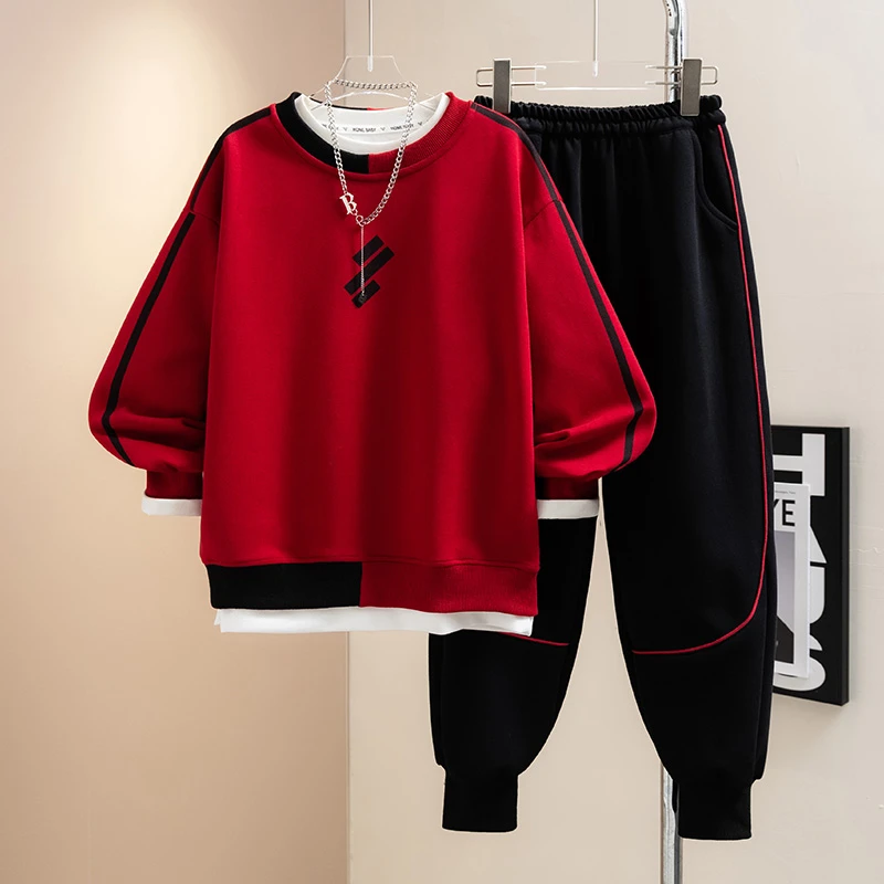 男童春装套装2025新款中大童卫衣酷帅洋气男孩薄春秋款衣服两件套