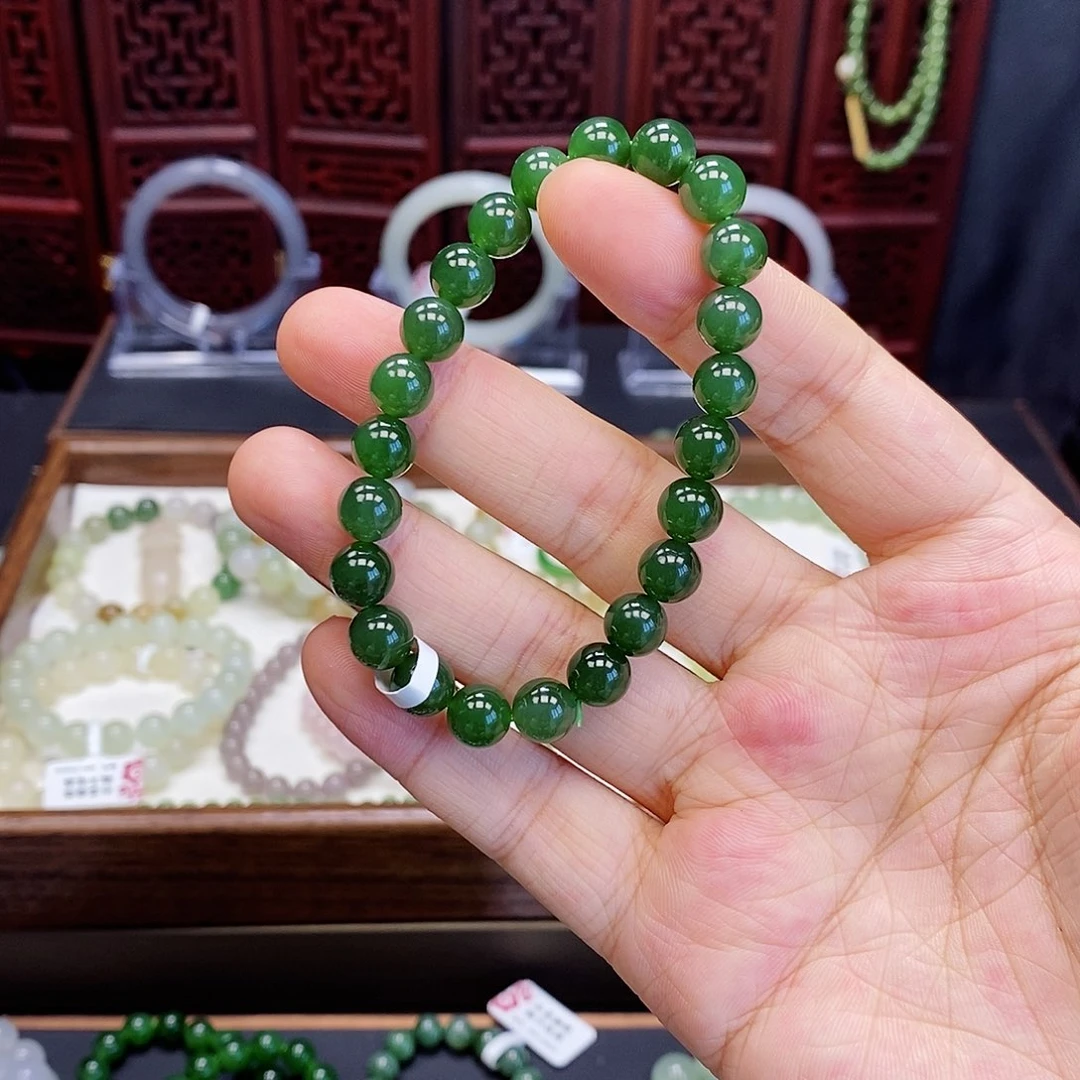 和田玉手串未镶嵌碧玉8