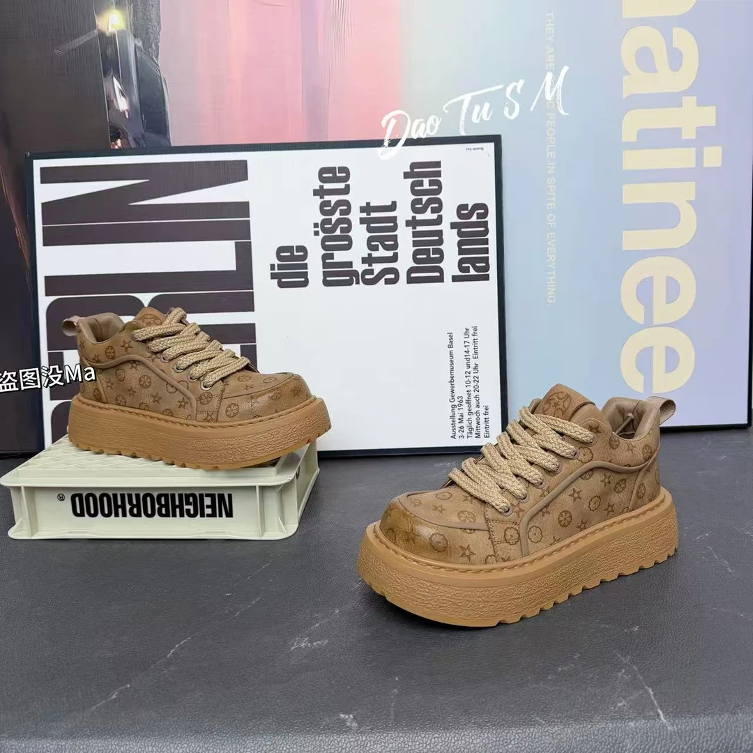 个性印花潮流百搭舒适增高厚底马丁靴高帮冬季新款休闲时尚男鞋