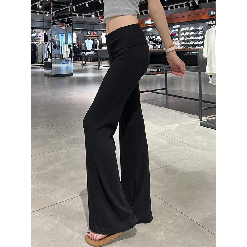 黑色云朵裤休闲提臀微喇叭裤女夏季薄2025新款低腰显瘦裸感运动裤