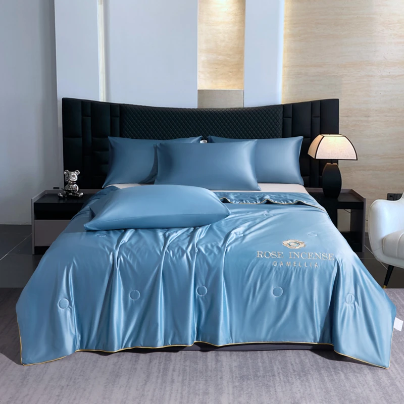 水星高端2025春夏新款凉感水洗冰丝绣花夏被夏凉被空调被轻奢薄款