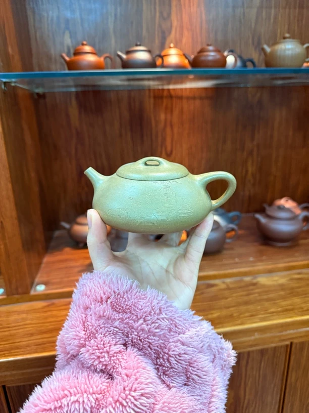 紫砂段泥纳瓢200cc两款刻绘