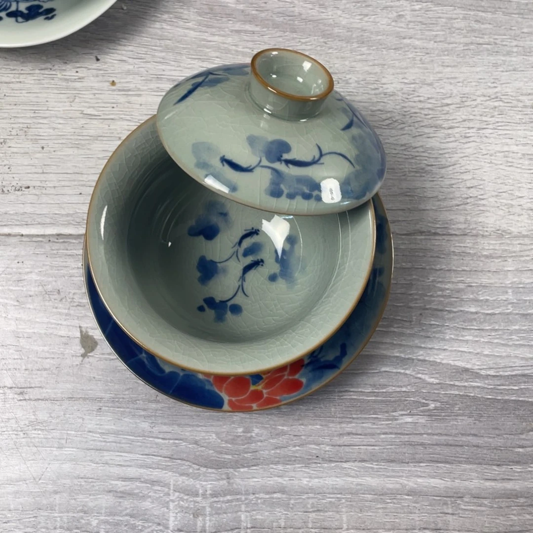 杯金玉满堂元宝盖碗微瑕