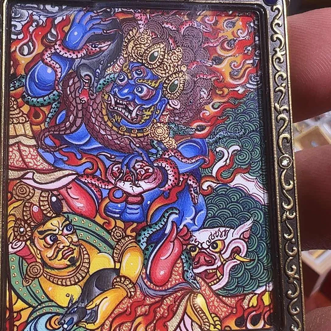 吊坠热贡手绘黑财神唐卡福利珍品