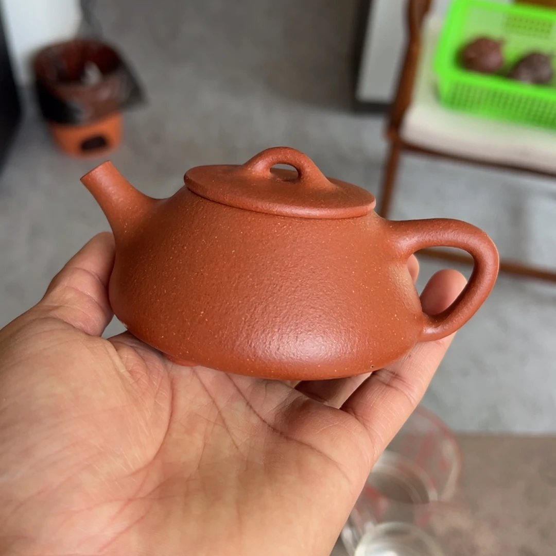 红泥茶壶纯红平盖