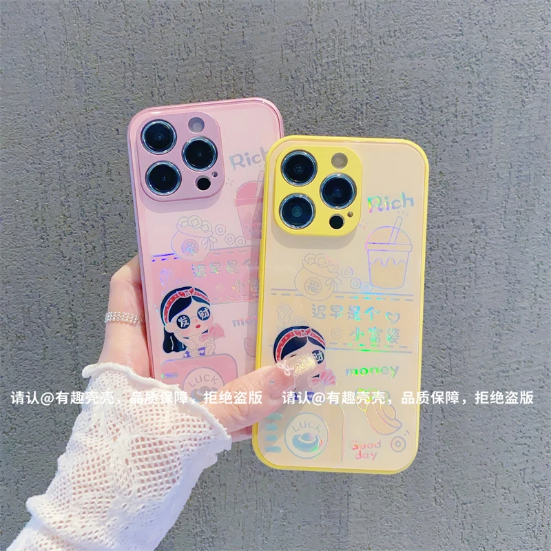 烫金玻璃壳适用苹果16/iphone/华为荣耀/OPPO/VIVO/小米手机壳潮