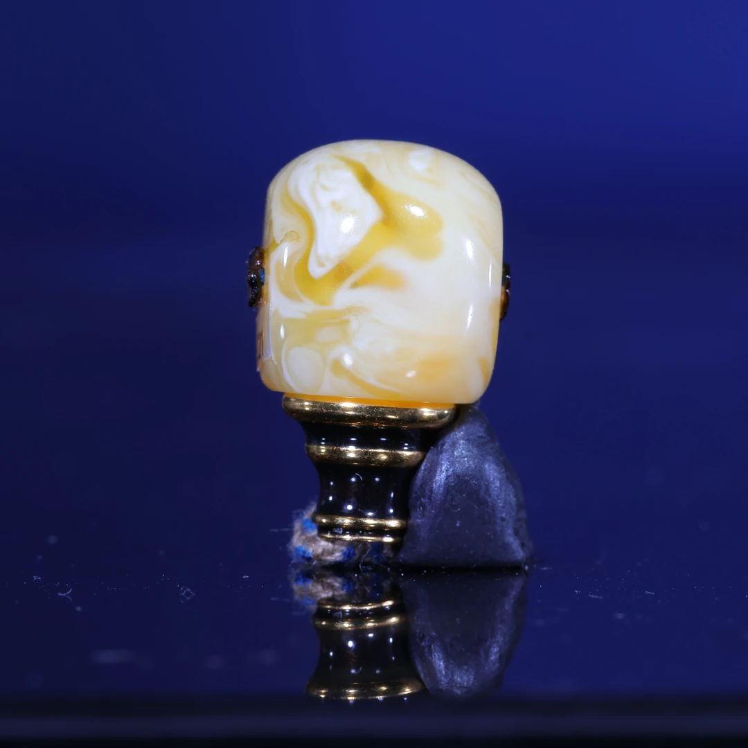 11m蜜蜡三通佛头天然原矿焦皮溶洞荧光妖孽金塔三通蜜蜡配饰C21