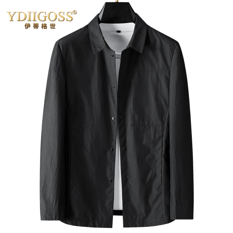 YDIIGOSS轻薄夹克外套男士春秋季新品简约休闲翻领工装衬衫领