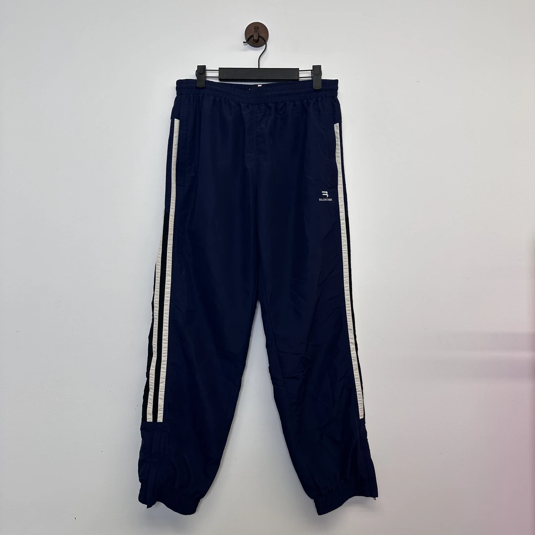 全新未使用 Balenciaga/巴黎世家  蓝色刺绣logo拼色运动裤/S码