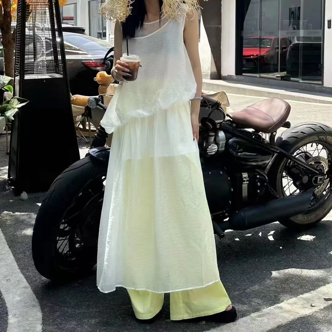 【Z】523/732176/159-9 韩版设计感拼接无袖连衣裙夏季新款气质