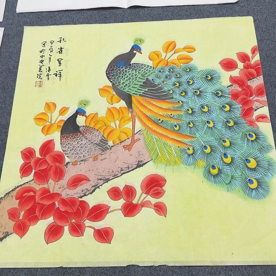 国画尺寸70X70手绘作品