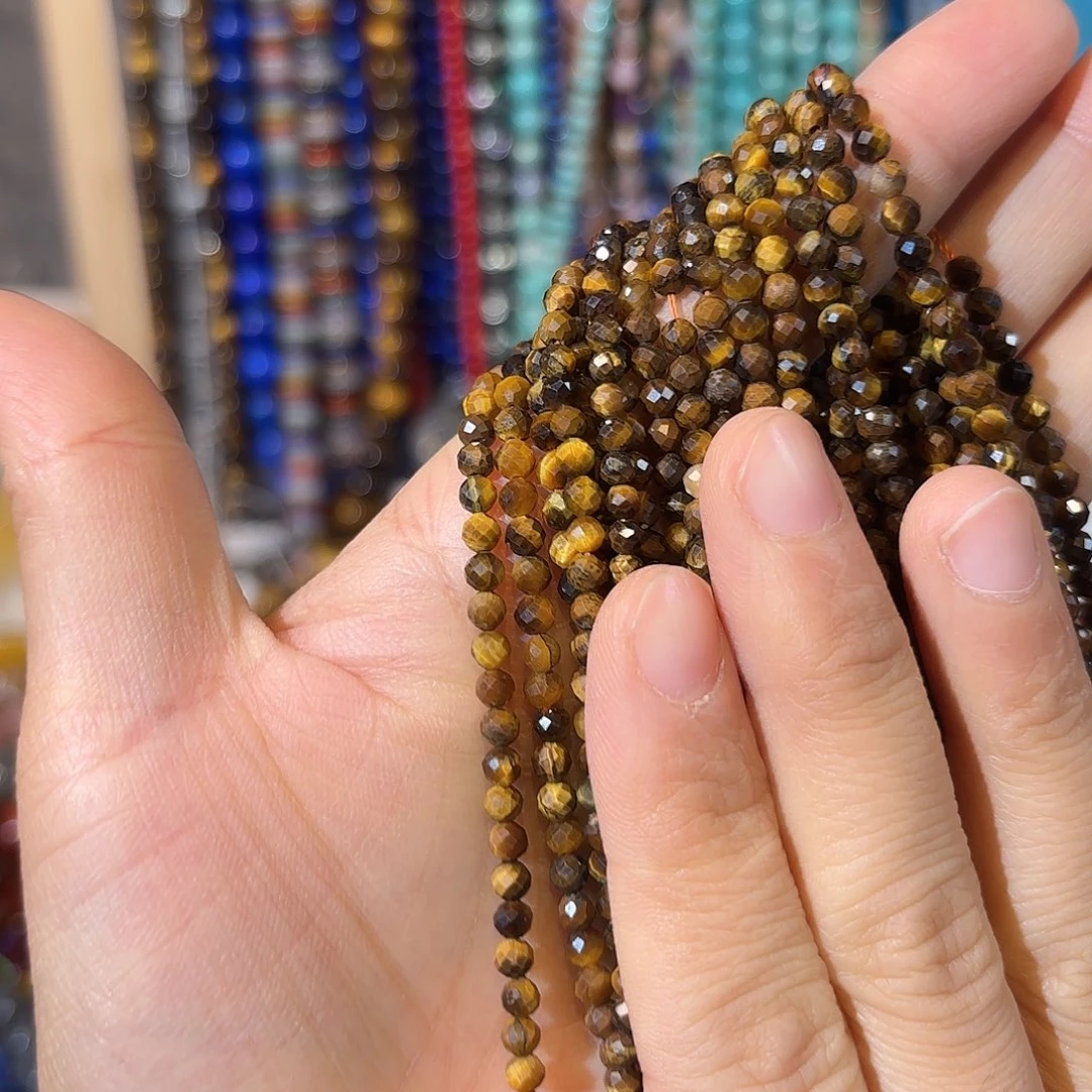 玛瑙/玉髓银S925镀金镶嵌珠宝半成品虎眼卡3一条