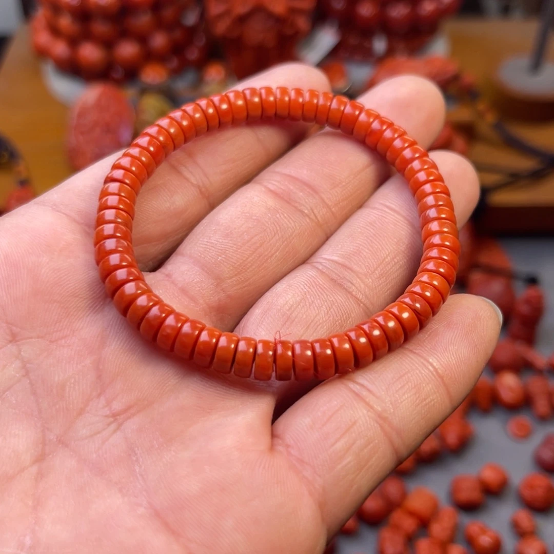 南红玛瑙未镶嵌川料精工药片手串卡6mm