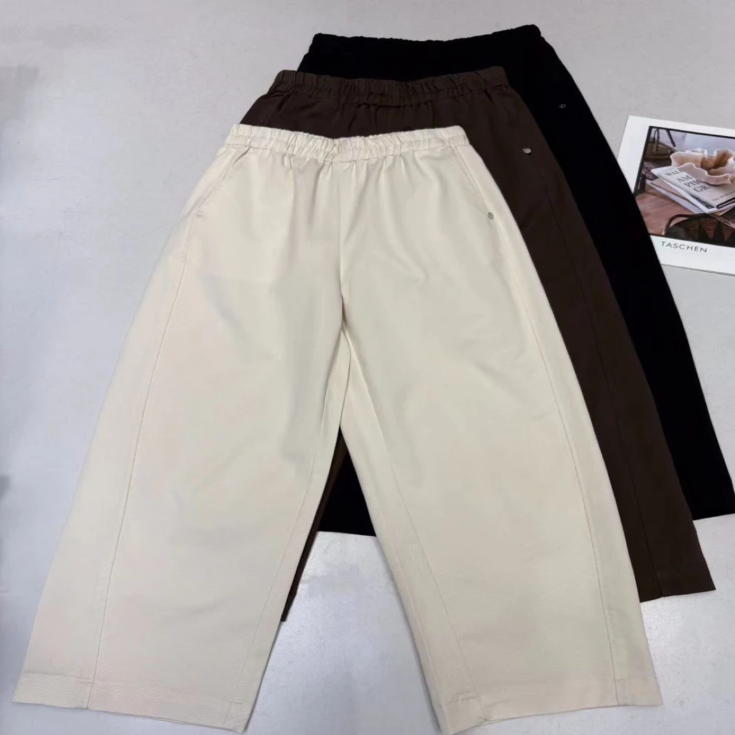 伊伊.2025早秋新款高品莱赛尔百搭显瘦女士弯刀休闲九分裤简约