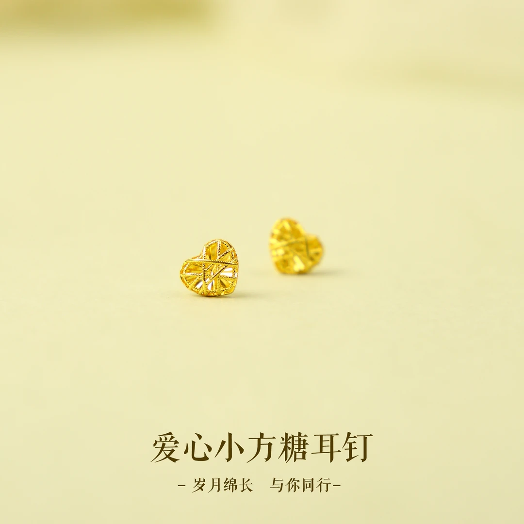 足银耳饰耳环小众耳钉镂空爱心小方糖耳饰古风精致气质女款
