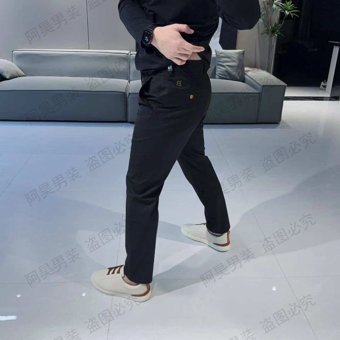 HAOR/2025早春新款男士时尚纯色商务百搭修身弹力小标西裤2582