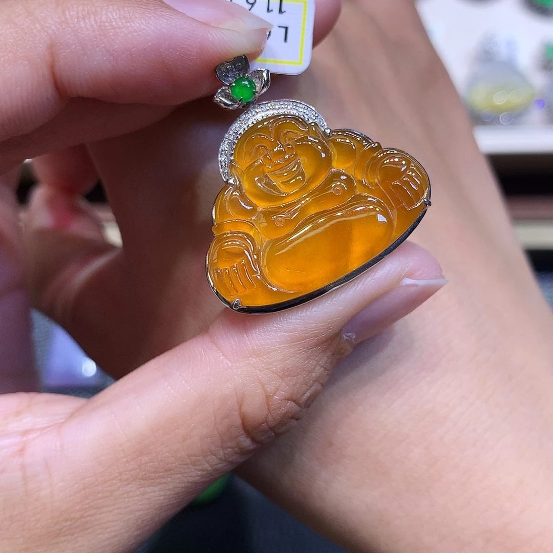 颈饰18K金镶嵌翡翠翡翠