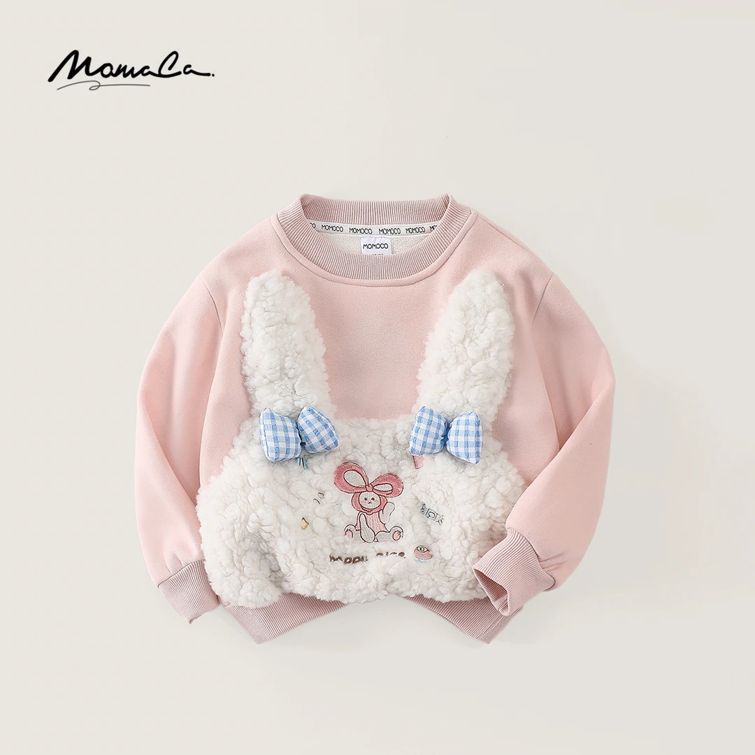 MOMOCO冬季女童休闲韩系兔子舒适厚款休闲加绒卫衣77830232030