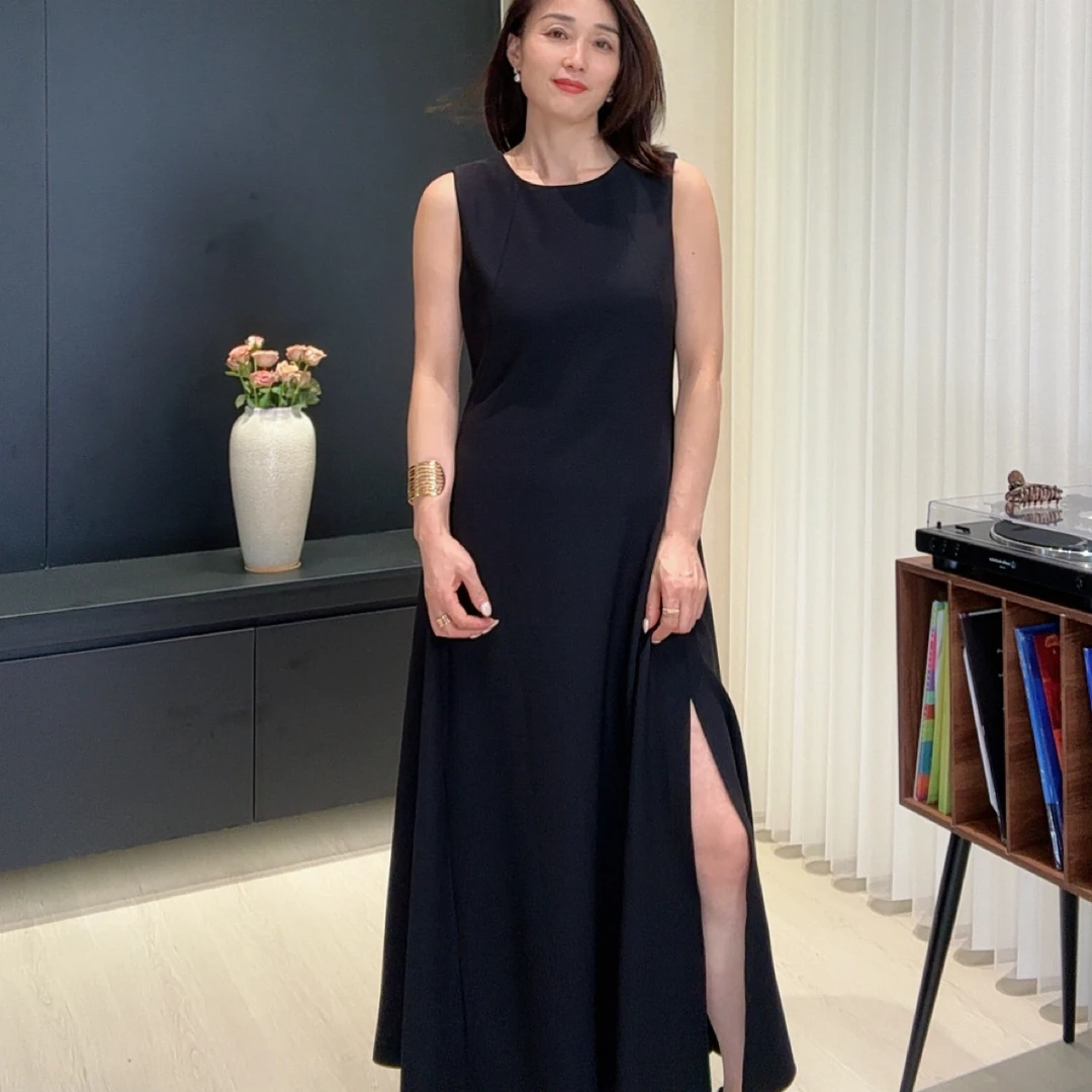 余姐超大牌前后穿显瘦加长连衣裙