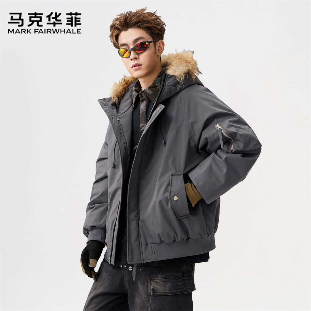 马克华菲美式可拆卸无毛领工装棉服男2026秋冬季保暖派克服外套男