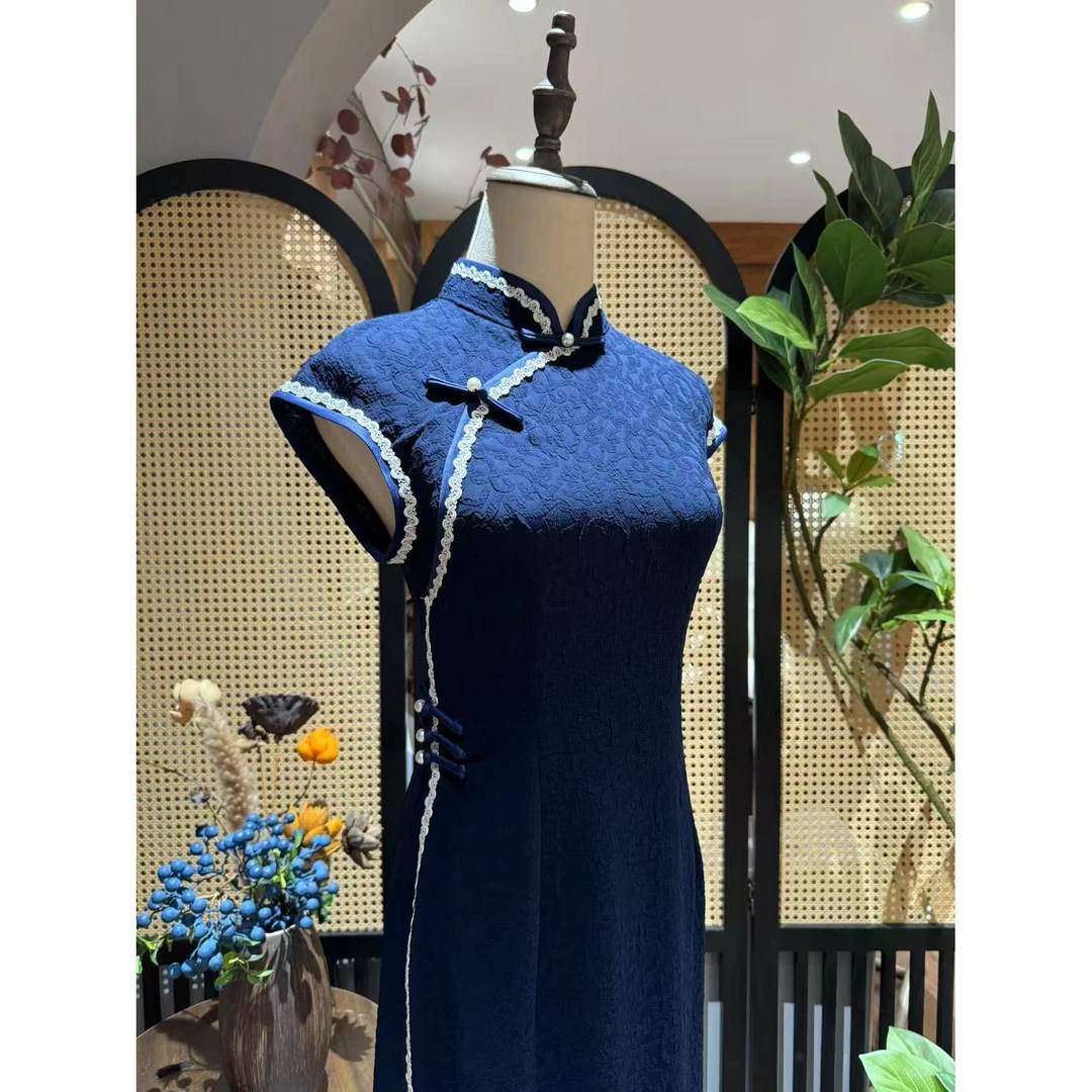 戚薇原创【梦故里】长120左右新款新中式国风品质单层弹力棉旗袍