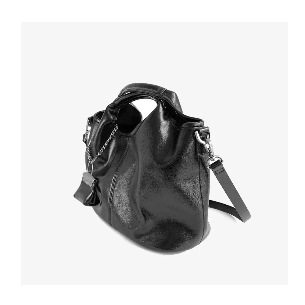 【RAIN·CUN】小香风气质条纹子母手提斜跨菜篮子 SK-62588-黑色