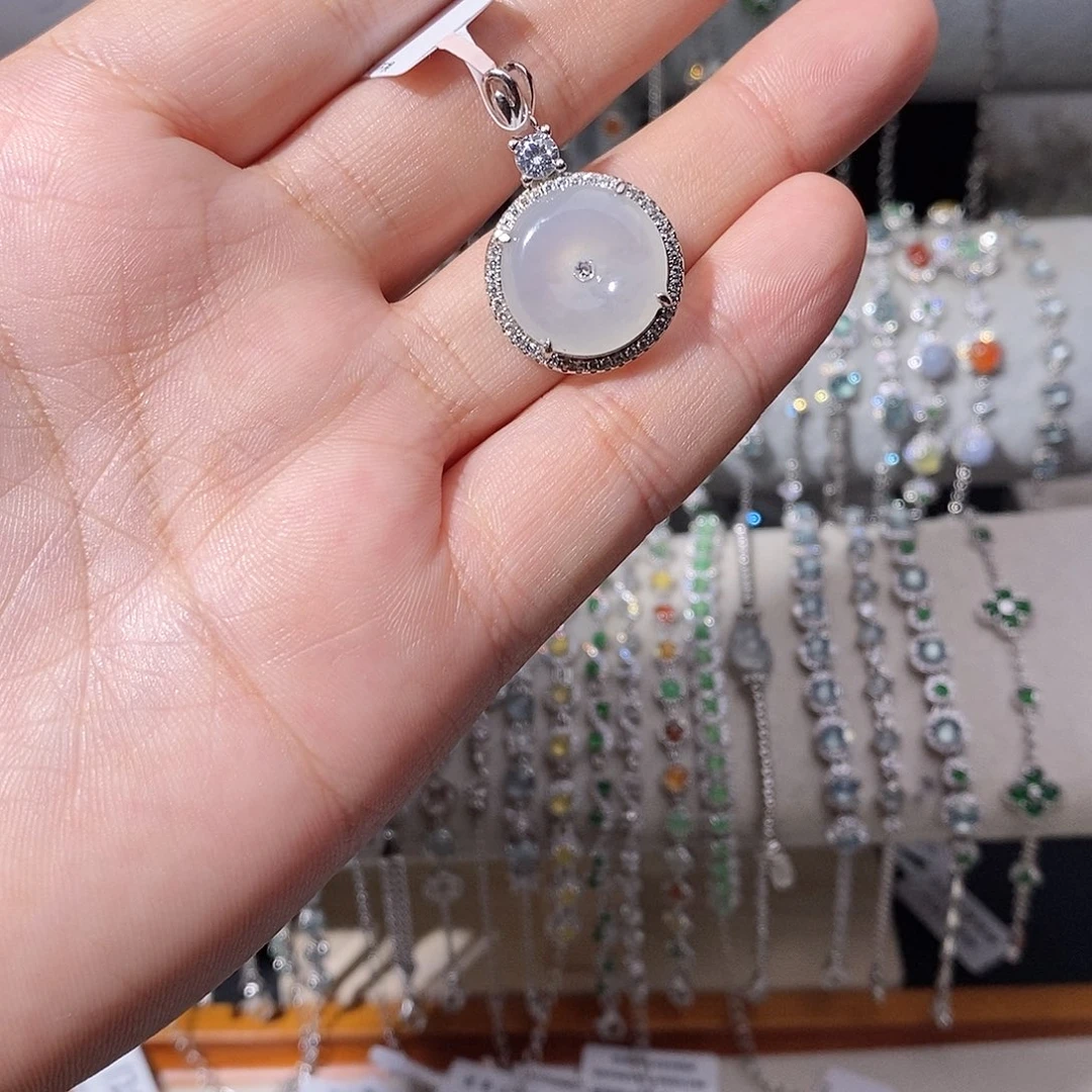 翡翠银S925镶嵌颈饰