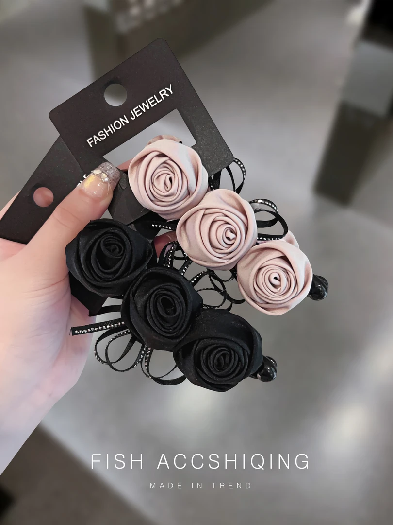 2025新款气质玫瑰一字夹发夹女高级感后脑勺盘发抓夹扭扭夹子头饰