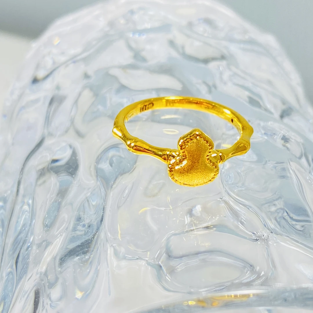 足金999 黄金节节高升福禄葫芦戒指16# 1.34